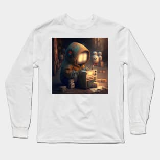 Robotic android playing with radio wall art Long Sleeve T-Shirt